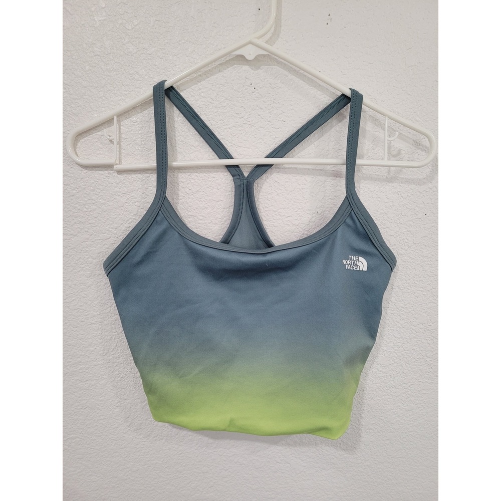 The North Face Women Ombre Athletic Sports Bra Crop Top XS Blue Racerback #21